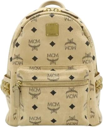 MCM Pre-owned Visetos Coated Canvas Backpack - Dames - Vintage Rugzakken - Beige - ONE Size - Leer - Vintage