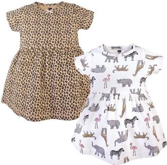 Hudson Baby Cozy Stylish All-Season Baby Dress 2Pk in Modern Pink Safari at Nordstrom, Size 5T