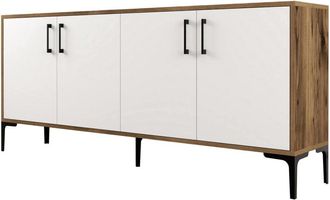 Dmora Aparador efecto madera nogal, blanco 180x35 cm