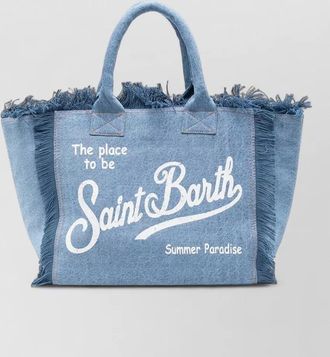 MC2 Saint Barth denim vanity medium fringe beach bag