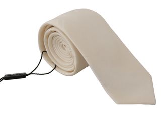 Dolce & Gabbana Dolce Gabbana Stropdas Crème Zijde Necktie