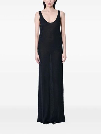 Saint Laurent Maxi-jurk met diepe hals - Zwart