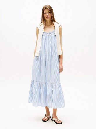 Tommy Hilfiger Seersucker Fit And Flare Maxi Dress