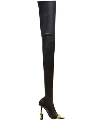 Balmain Lipstick thigh-length leather boots - women - Lambskin/Calf Leather/Calf Leather - 37 - Black