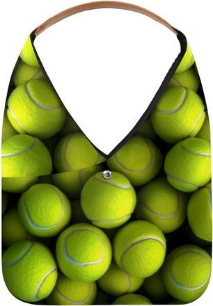 Generic Green Tennis Ball Pattern Reusable Lightweight Grocery Bags - Foldable Into Compact Pouch, Washable & Sturdy, Multipurpose for Shopping and Travel