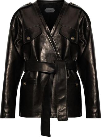 Versace Leren Blouson - Dames - Leren en Su&egrave;de Jassen - Zwart - S - Leer - Jassen