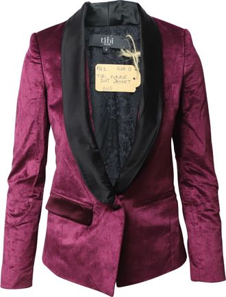 Tibi Tuxedo and Pants Set in Maroon Velvet