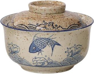 OEM Cuencos De Cer&aacute;mica Para Sopa Con Tapa, Cuencos De 800 Ml Para Sopa, Pho, Cuencos De Cer&aacute;mica Vintage Japonesa Para Cereales, Vajilla Asi&aacute;tica