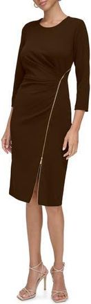 Calvin Klein Zip Trim Sheath Dress in Coffee Bean at Nordstrom Rack, Size 10