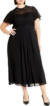 City Chic Niki Lace Bodice Dress in Black at Nordstrom