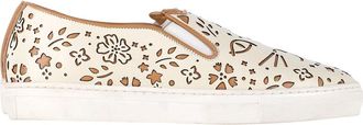 Charlotte Olympia Womens Leather Cool Cats Laser-Cut Slip-On Sneaker (Authentic Pre-Loved)