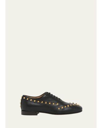 Valentino Garavani Mens Rockstud Leather Derby Shoes