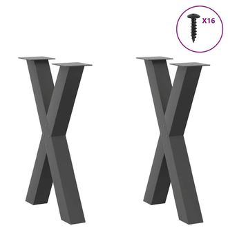 Berkfield Home Modern Dining Table Legs X-Shaped 2 pcs Anthracite 50x(72-73) cm Steel in Charcoal