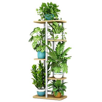 OEM Soporte Para Plantas, Dise&ntilde;o Met&aacute;lico De 5 Niveles, Soporte Que Ahorra Espacio, Roble