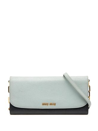 Miu Miu 2010-2025 Bicolor Goatskin Madras Wallet on Chain crossbody bag - women - Goat Skin - One Size - Blue