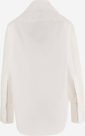 Patou Womens Cotton Blouse With Knotted Collar White Organic Shirt