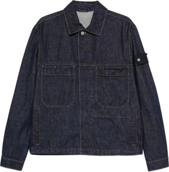 Stone Island Denim jas met opgestikte zakken - Heren - Jassen - Blauw - Maat: L Denim