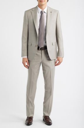 Jack Victor Esprit Tan M&eacute;lange Wool Suit in Grey at Nordstrom, Size 44 Regular