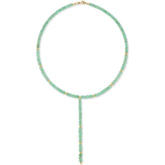 Bony Levy 14K Gold Iris Emerald Beaded Tennis Necklace in Green at Nordstrom, Size 16