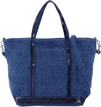 Vanessa Bruno Tassen, Dames, Blauw, ONE Size, Linnen, Blauwe Linnen Crossbodytas