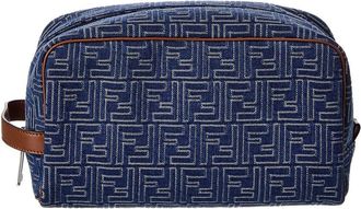 Fendi Fendi Ff Medium Denim & Leather Pouch
