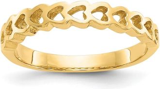 Diamond2Deal 14k Yellow Gold Polished Hearts Ring