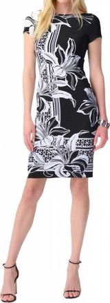 Joseph Ribkoff Floral Print Two-Tone Sheath Dress In Black/vanilla