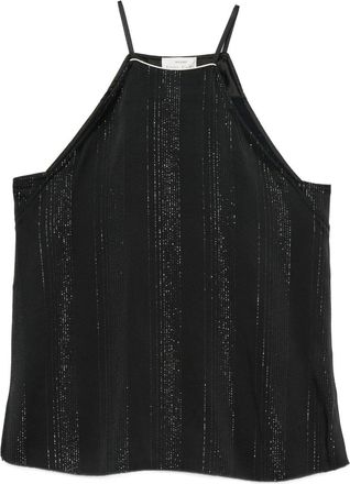 Forte_Forte Silver Pinstripe Satin Strap Top