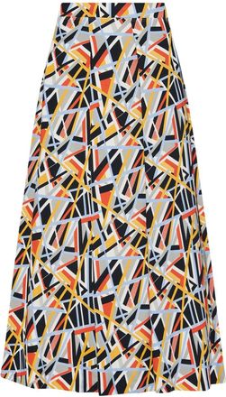 Rosetta Getty abstract-print pleat-detail maxi skirt - women - Elastane/Viscose - S - Orange
