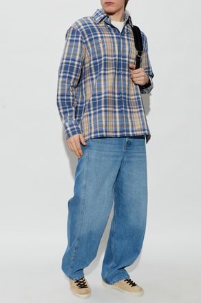 Golden Goose Shirt With A Check Pattern, Mens, Blue