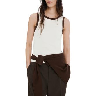 Mango Scallop Crochet Tank in Ecru at Nordstrom, Size X-Small