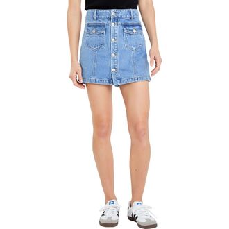Grey Lab High Waist Button Front Denim Skort at Nordstrom, Size Small