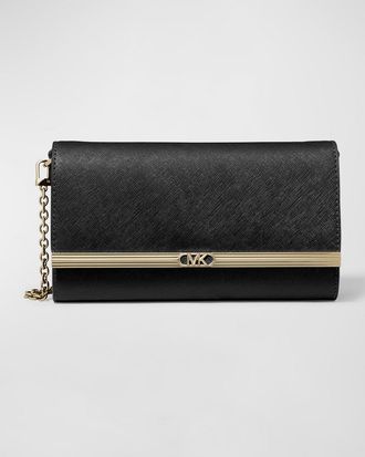 Michael Kors Mona Large East-West Leather Clutch Bag