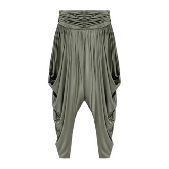 Balmain Wide Trousers, female, Green, Size: S Loose-fit Trousers