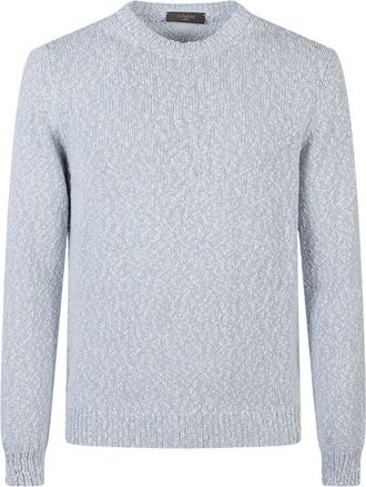 Zanone Giro ML Sweater - Heren - Ronde hals truien - Blauw - XL - Wol - Truien & Vesten
