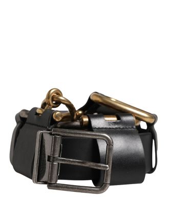 Dolce & Gabbana Men Black Classic Leather Metal Buckle Belt Calf