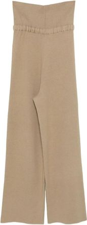 Aya Muse Fold Over Seam Pant - Dames - Wijde Broeken - Beige - M - Broeken