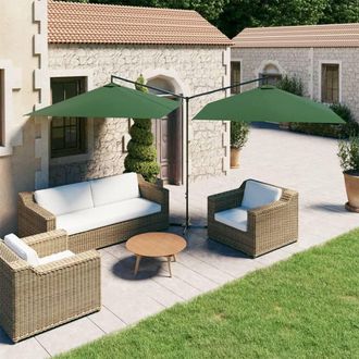 Berkfield Home Double Parasol with Steel Pole Green 600x300 cm