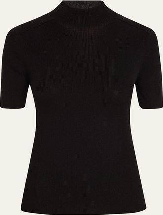 Lafayette 148 New York Ribbed Mock-Neck Sweater