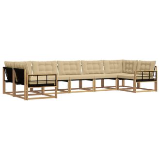 vidaXL Conjunto De Sof&aacute;s De Exterior Con Coj&iacute;n 7 Pcs Y Beige Vidaxl