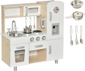 HOMCOM Cocina de juguete 74x30x81 cm blanco