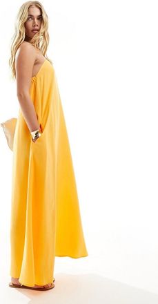 Asos clean bandeau maxi sundress in tangerine-Orange
