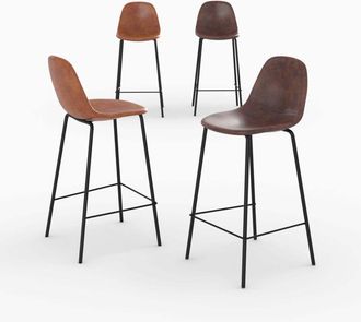 Rendez-Vous D&eacute;co Pack De 4 Sillas Para Isla Central Henrik Camel Y Marr&oacute;n 65 Cm