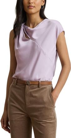 Lauren Ralph Lauren Asymmetric Drape Charmeuse Top in Lavender Frost at Nordstrom, Size X-Small