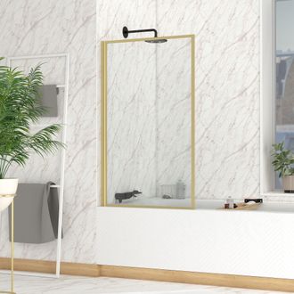 Aurlane Aurlane - Mampara De Ba&ntilde;era Abatible 75x130cm - Acabo Oro Cepillado - Goldy Contouring Screen