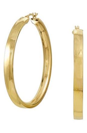 Savvy Cie Jewels 18K Gold Plated Sterling Silver Wide Hoop Earrings in Yellow at Nordstrom Rack