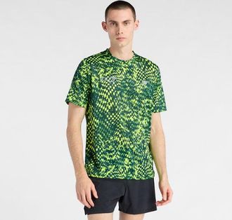 New Balance Mens London Edition RC Essential Printed T-Shirt in Green Polyester, size 2X-Large