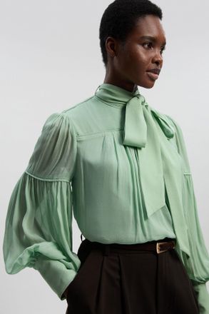 Karen Millen Womens Viscose Georgette Balloon Sleeve Woven Blouse - Mint - Size 12 UK