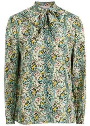 Tory Burch Printed Silk Blouse - Blue - 8 (UK12 / M)