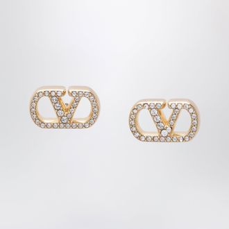 Valentino Garavani Orecchini VLogo Signature dorati con cristalli Swarovski